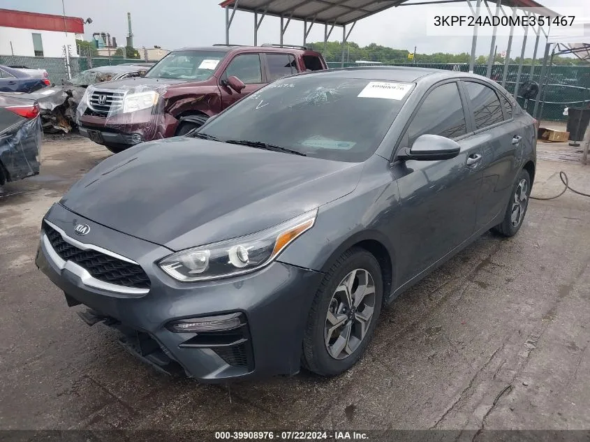 2021 Kia Forte Lxs VIN: 3KPF24AD0ME351467 Lot: 39908976