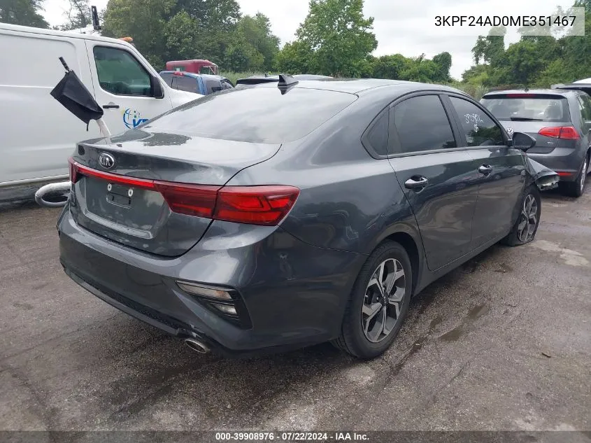 2021 Kia Forte Lxs VIN: 3KPF24AD0ME351467 Lot: 39908976