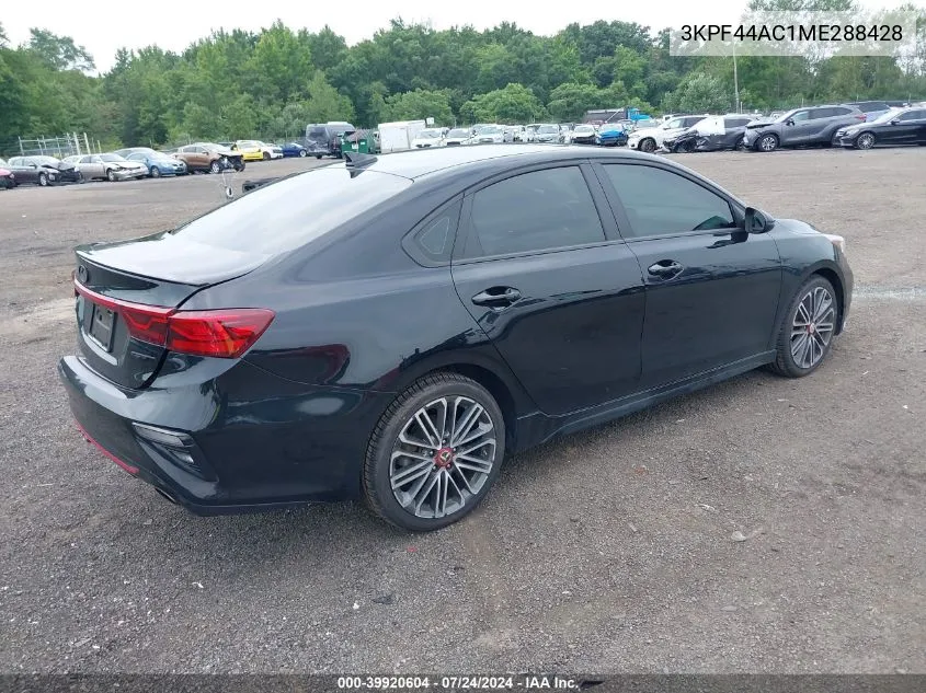 2021 Kia Forte Gt VIN: 3KPF44AC1ME288428 Lot: 39920604