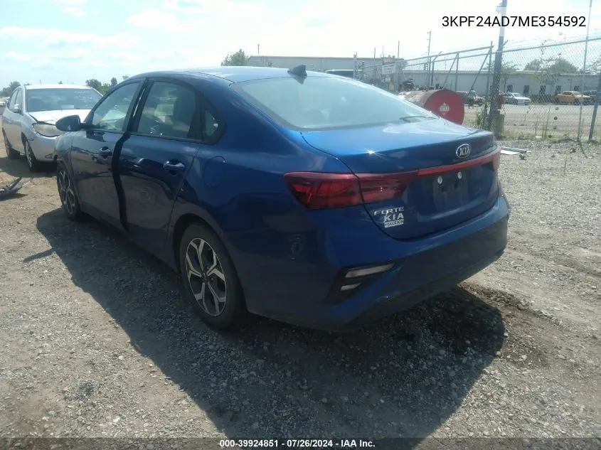 3KPF24AD7ME354592 2021 Kia Forte Lxs