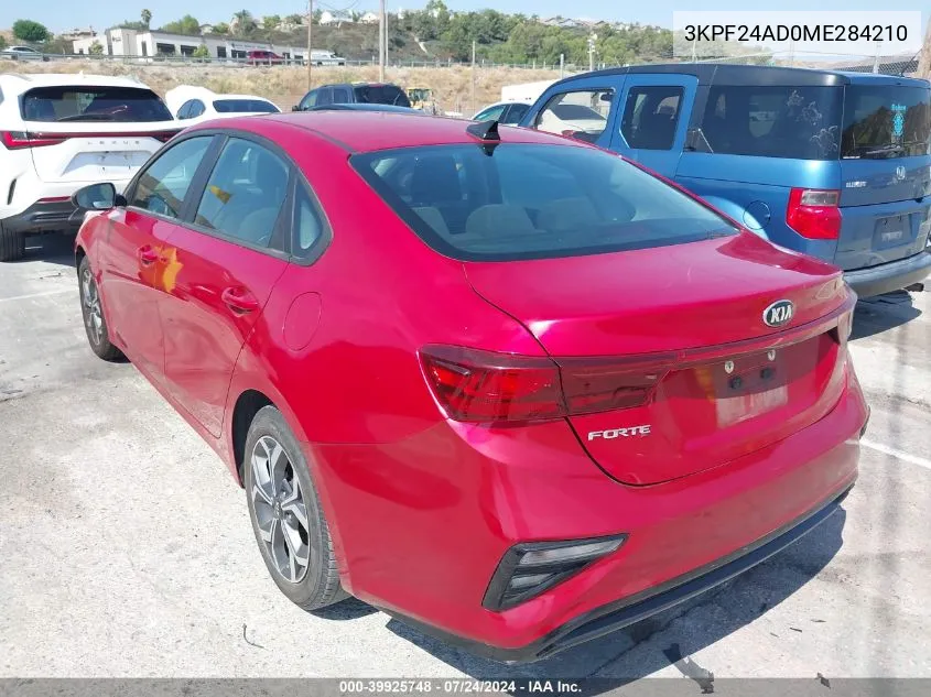 2021 Kia Forte Lxs VIN: 3KPF24AD0ME284210 Lot: 39925748