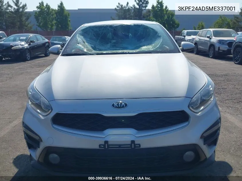 2021 Kia Forte Lxs VIN: 3KPF24AD5ME337001 Lot: 39936616