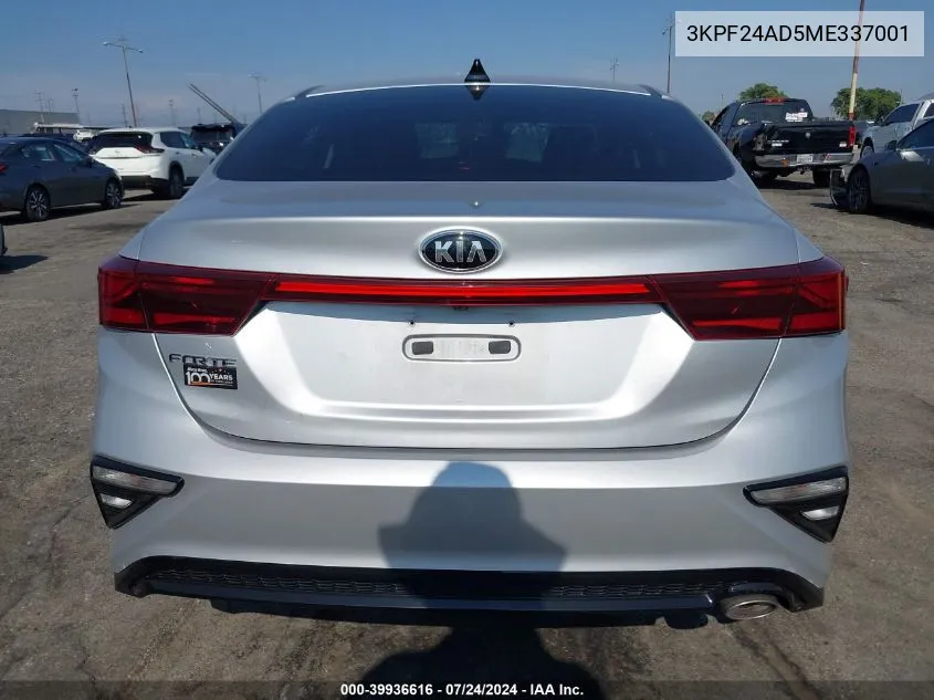 2021 Kia Forte Lxs VIN: 3KPF24AD5ME337001 Lot: 39936616