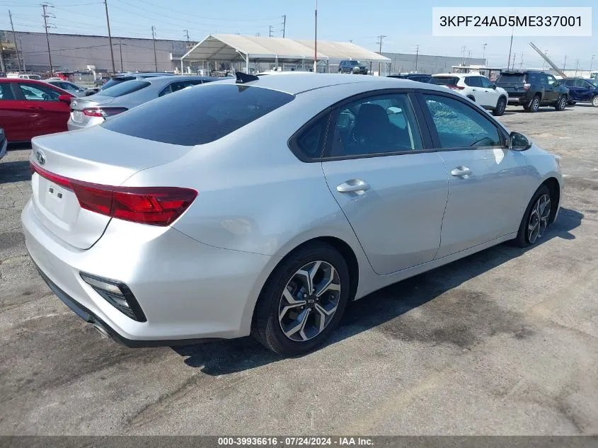 2021 Kia Forte Lxs VIN: 3KPF24AD5ME337001 Lot: 39936616