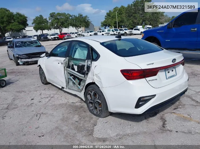 3KPF24AD7ME321589 2021 Kia Forte Lxs