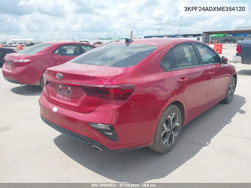 2021 Kia Forte Lxs VIN: 3KPF24ADXME354120 Lot: 39955522