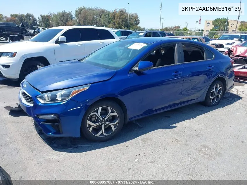 3KPF24AD6ME316139 2021 Kia Forte Lxs