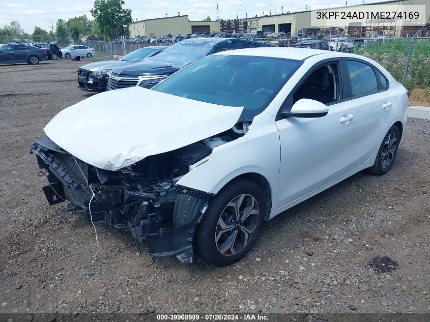 2021 Kia Forte Lxs VIN: 3KPF24AD1ME274169 Lot: 39968989