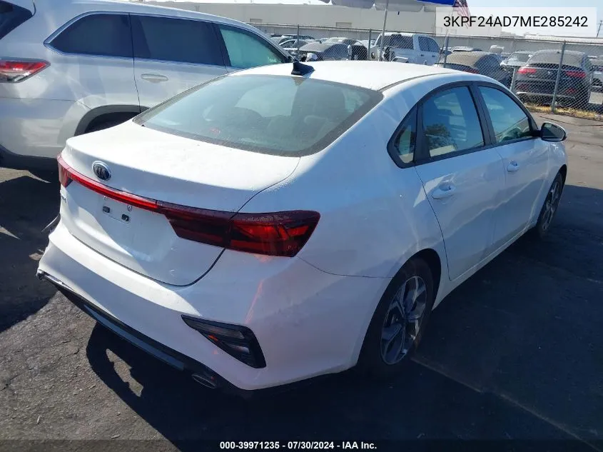 2021 Kia Forte Lxs VIN: 3KPF24AD7ME285242 Lot: 39971235