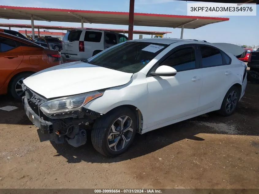 2021 Kia Forte Lxs VIN: 3KPF24AD3ME354976 Lot: 39995654