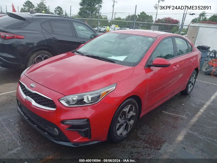 2021 Kia Forte Lxs VIN: 3KPF24AD7ME352891 Lot: 40019594