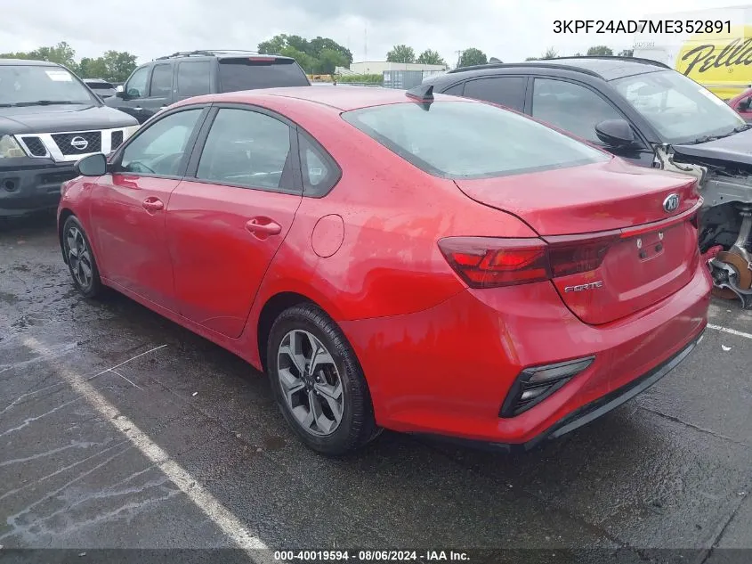 2021 Kia Forte Lxs VIN: 3KPF24AD7ME352891 Lot: 40019594