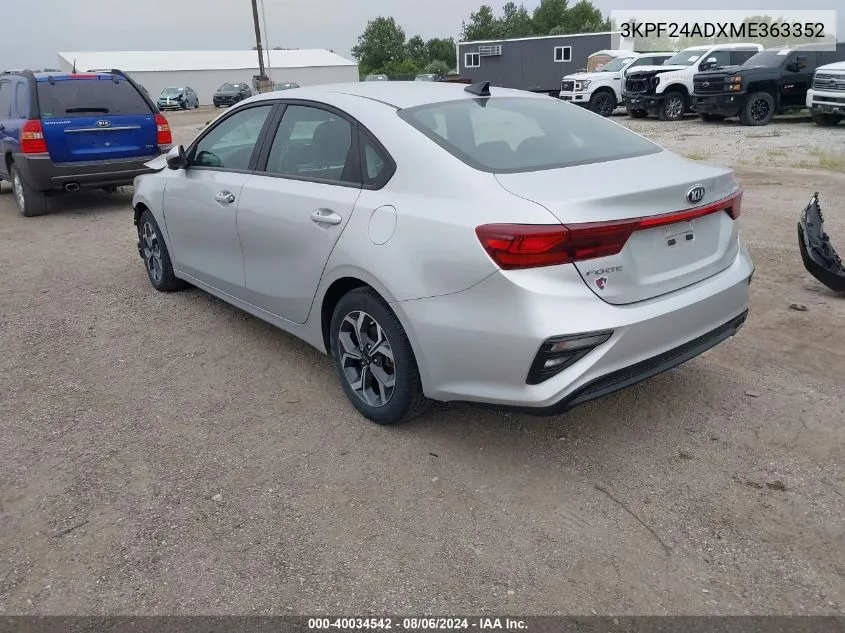 2021 Kia Forte Lxs VIN: 3KPF24ADXME363352 Lot: 40034542