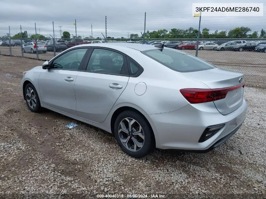 2021 Kia Forte Lxs VIN: 3KPF24AD6ME286740 Lot: 40040318