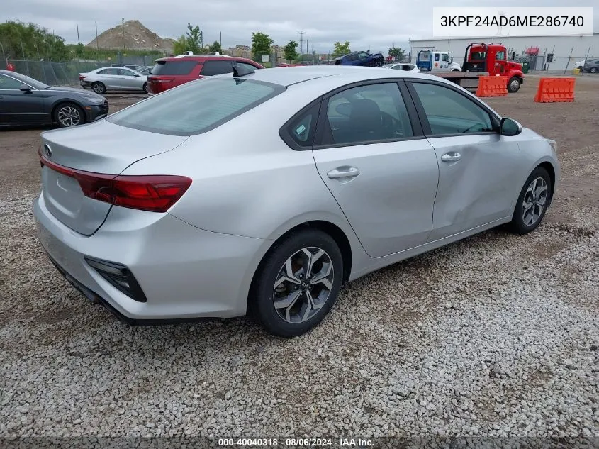 2021 Kia Forte Lxs VIN: 3KPF24AD6ME286740 Lot: 40040318