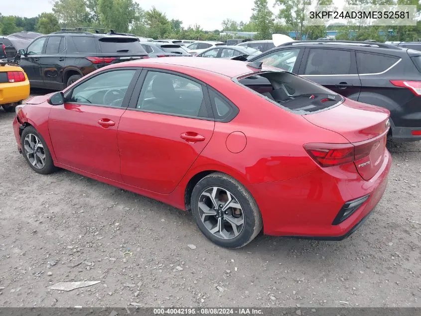 3KPF24AD3ME352581 2021 Kia Forte Lxs