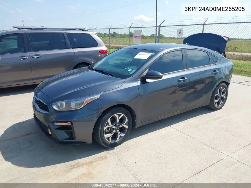 2021 Kia Forte Lxs VIN: 3KPF24AD0ME265205 Lot: 40042277