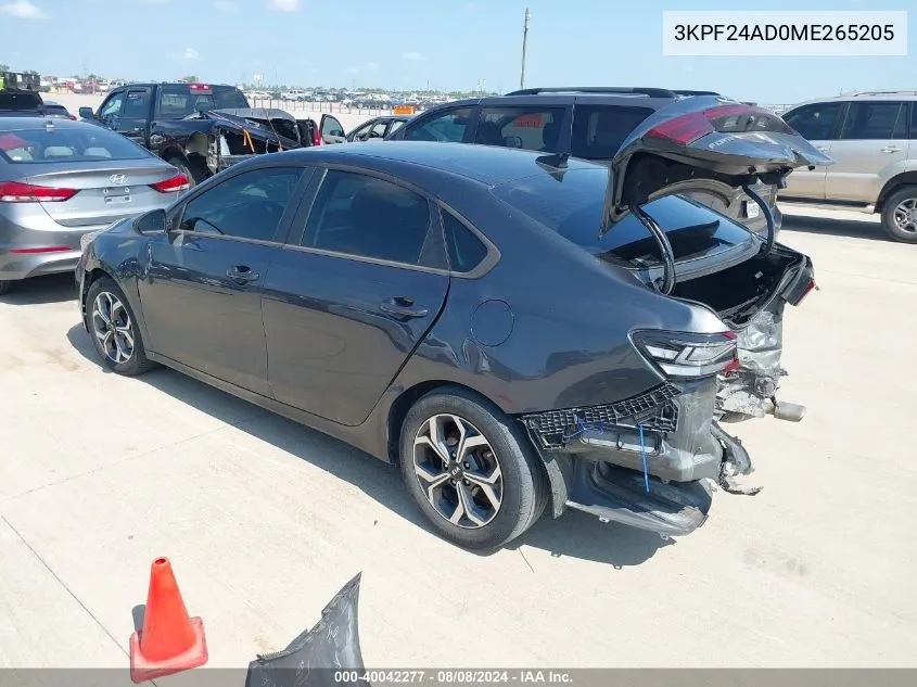 2021 Kia Forte Lxs VIN: 3KPF24AD0ME265205 Lot: 40042277