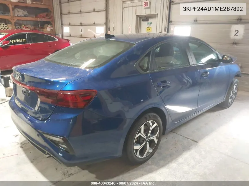 3KPF24AD1ME287892 2021 Kia Forte Lxs