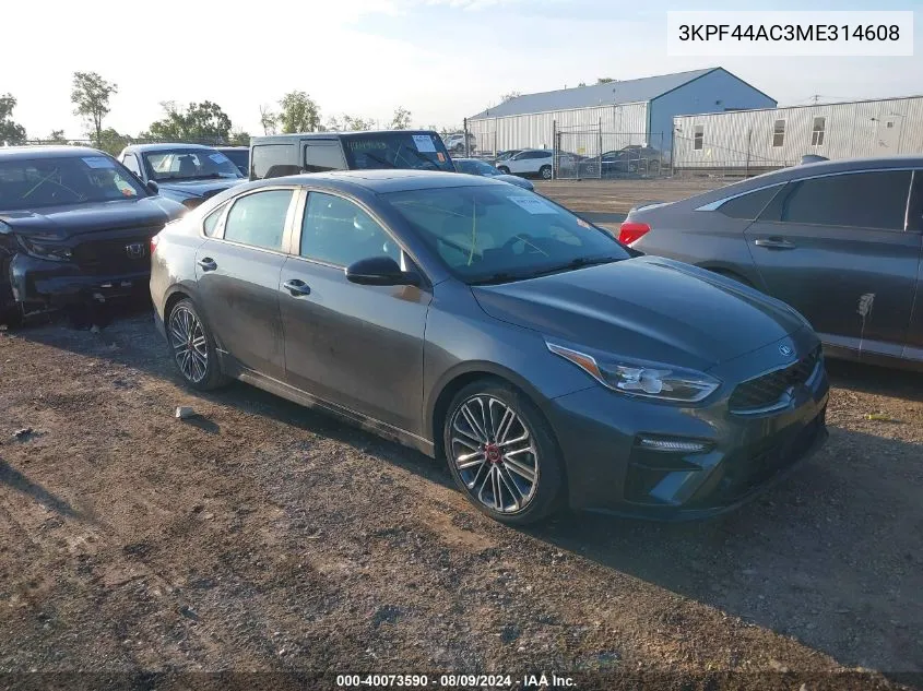 2021 Kia Forte Gt VIN: 3KPF44AC3ME314608 Lot: 40073590