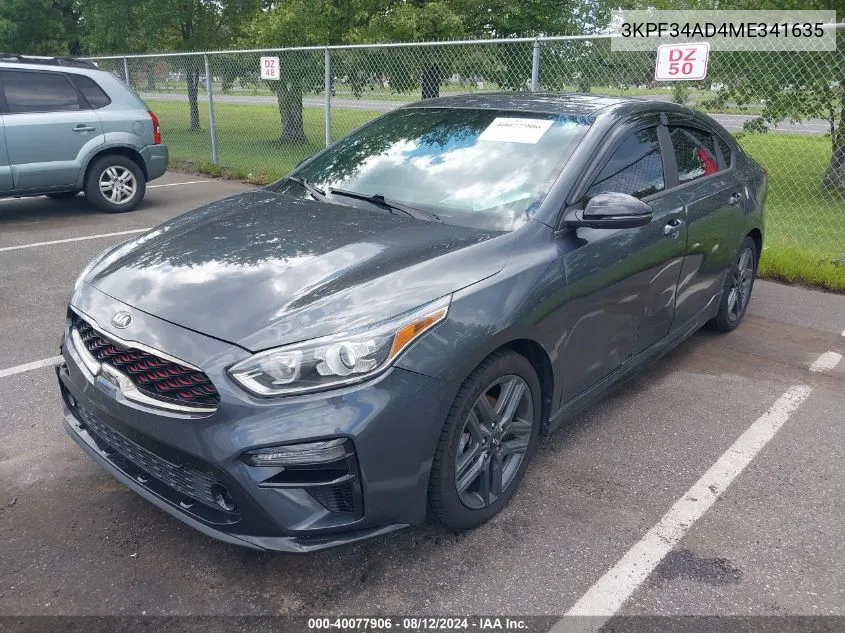 2021 Kia Forte Gt-Line VIN: 3KPF34AD4ME341635 Lot: 40077906