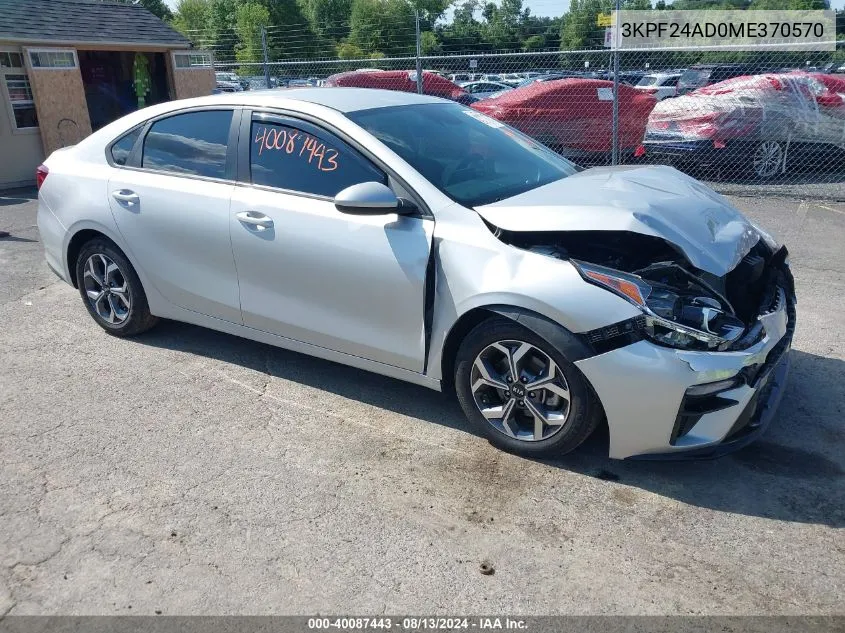 2021 Kia Forte Lxs VIN: 3KPF24AD0ME370570 Lot: 40087443