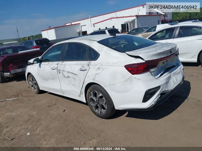 3KPF24AD6ME406942 2021 Kia Forte Lxs