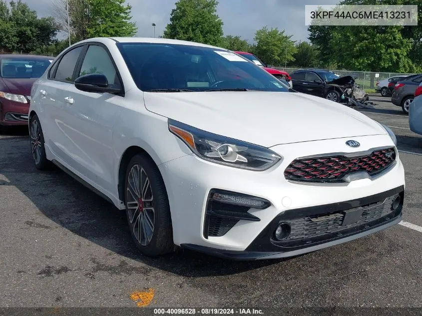 2021 Kia Forte Gt VIN: 3KPF44AC6ME413231 Lot: 40096528