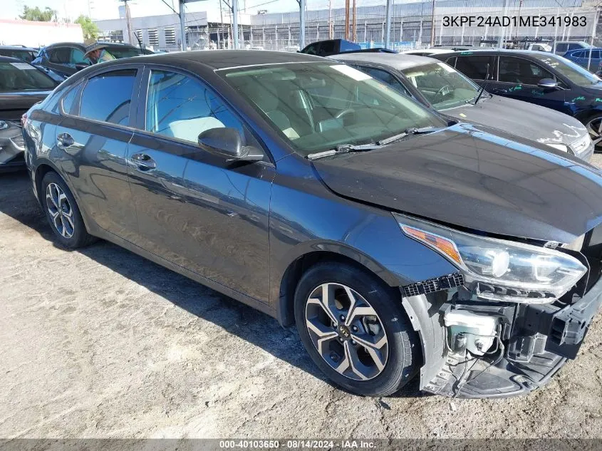 2021 Kia Forte Lxs VIN: 3KPF24AD1ME341983 Lot: 40103650