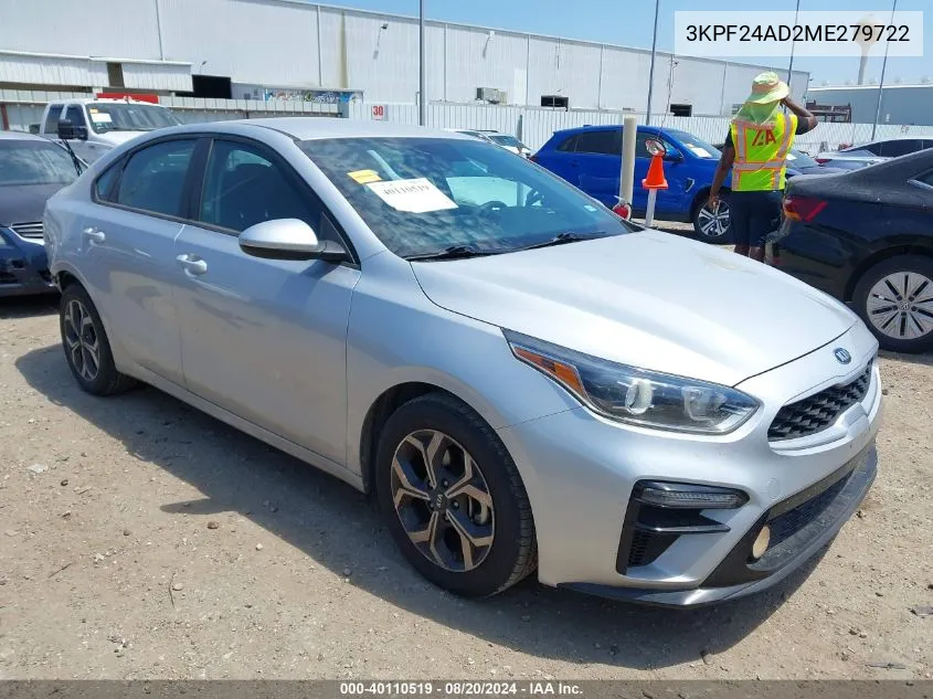 2021 Kia Forte Lxs VIN: 3KPF24AD2ME279722 Lot: 40110519