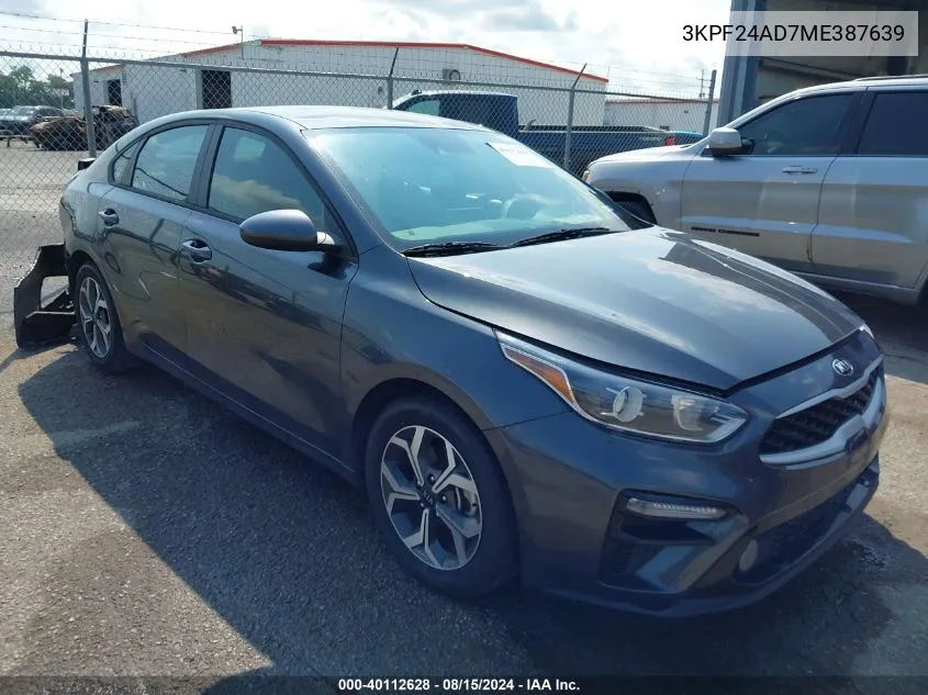 2021 Kia Forte Lxs VIN: 3KPF24AD7ME387639 Lot: 40112628