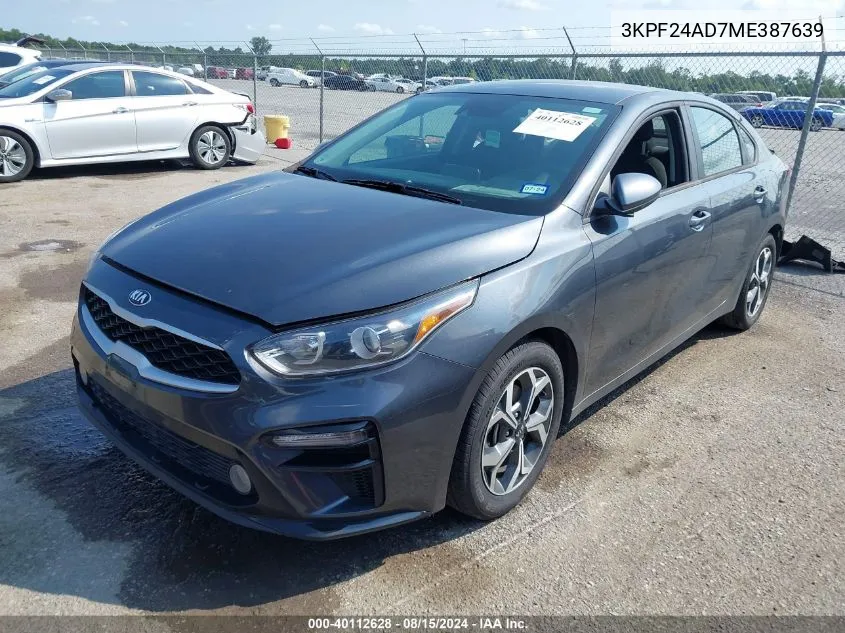 3KPF24AD7ME387639 2021 Kia Forte Lxs