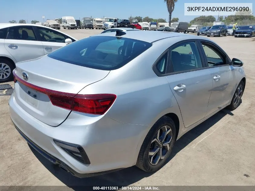 2021 Kia Forte Lxs VIN: 3KPF24ADXME296090 Lot: 40113363