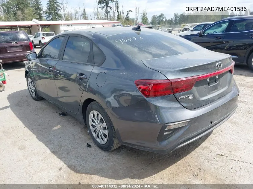 2021 Kia Forte Fe VIN: 3KPF24AD7ME401586 Lot: 40114932