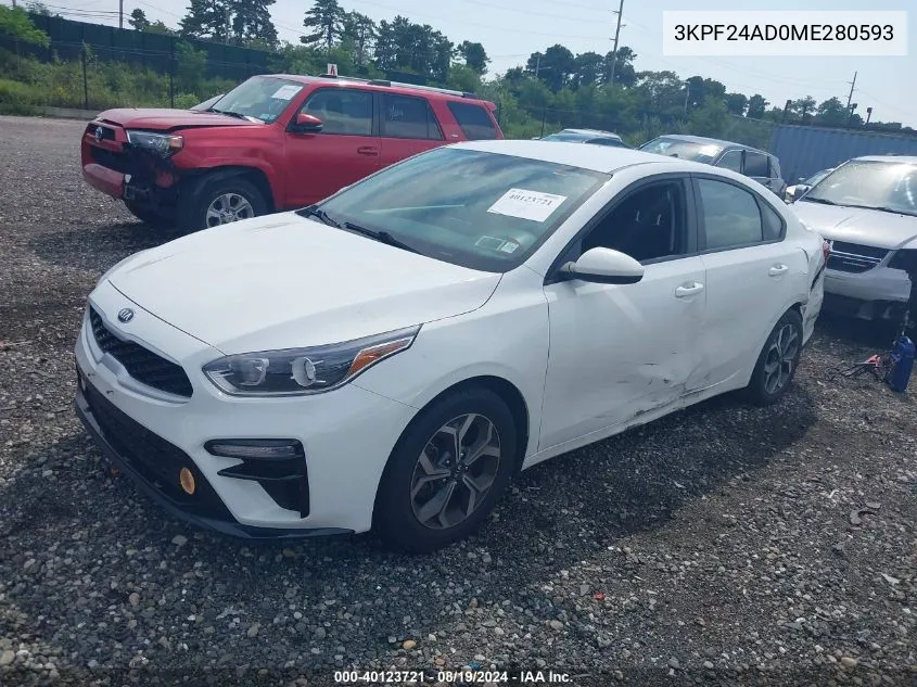 2021 Kia Forte Lxs VIN: 3KPF24AD0ME280593 Lot: 40123721