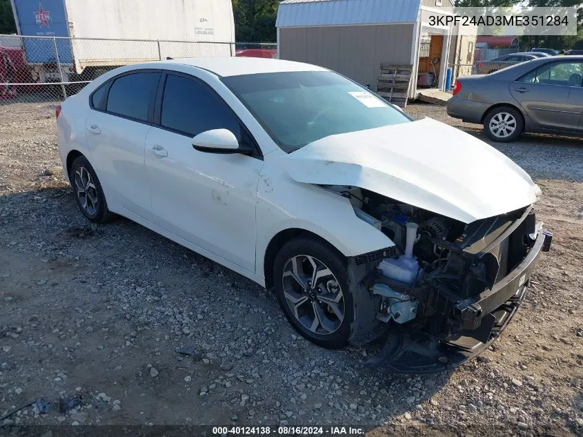 2021 Kia Forte Lxs VIN: 3KPF24AD3ME351284 Lot: 40124138