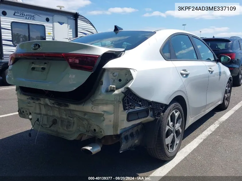 2021 Kia Forte Fe/Lxs VIN: 3KPF24AD3ME337109 Lot: 40139377