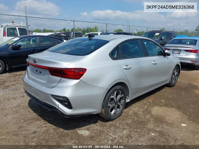 2021 Kia Forte Lxs VIN: 3KPF24AD5ME326368 Lot: 40141197