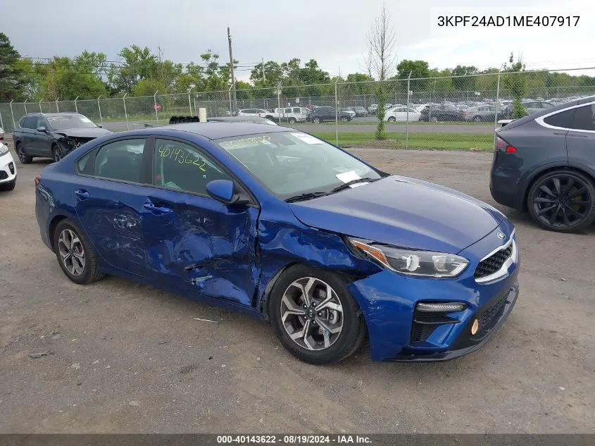 3KPF24AD1ME407917 2021 Kia Forte Lxs