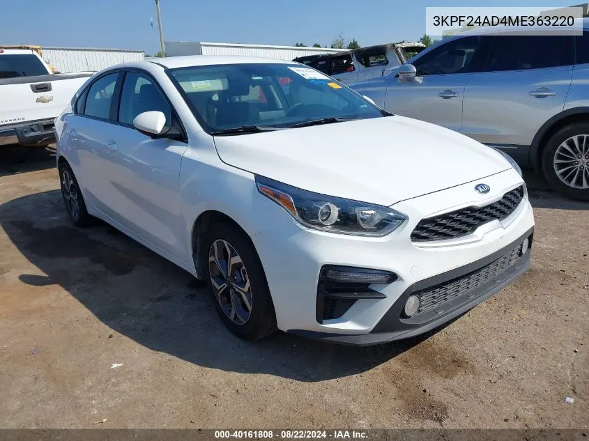 2021 Kia Forte Lxs VIN: 3KPF24AD4ME363220 Lot: 40161808