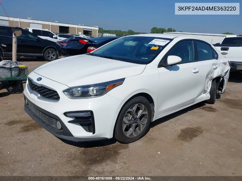 2021 Kia Forte Lxs VIN: 3KPF24AD4ME363220 Lot: 40161808