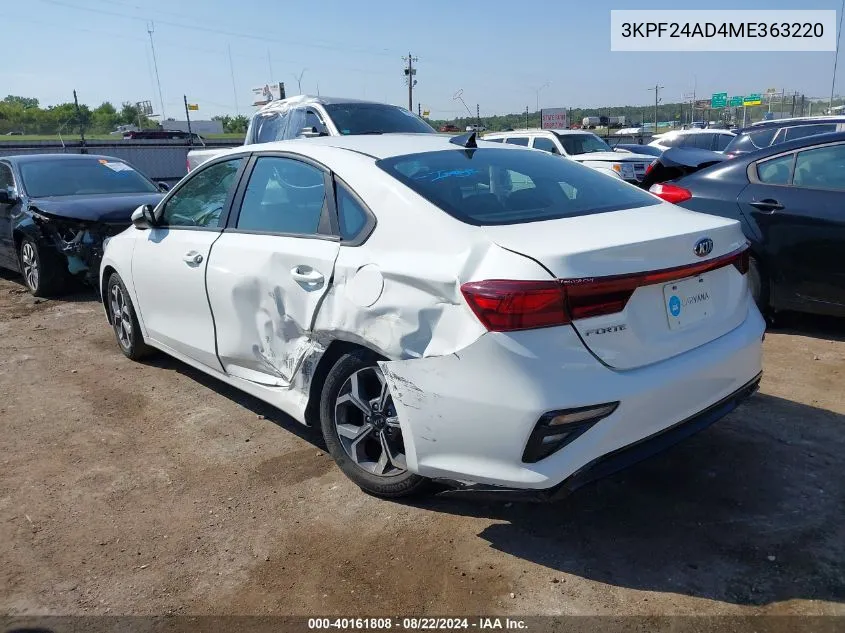 2021 Kia Forte Lxs VIN: 3KPF24AD4ME363220 Lot: 40161808