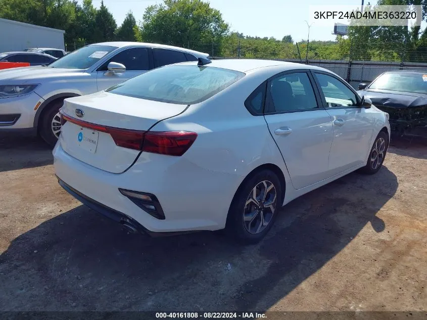 2021 Kia Forte Lxs VIN: 3KPF24AD4ME363220 Lot: 40161808