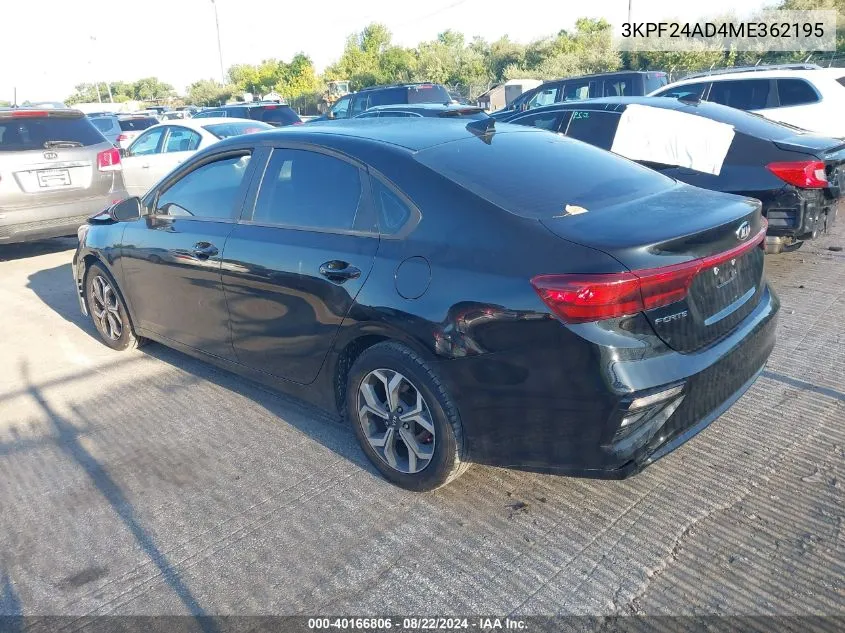 2021 Kia Forte Lxs VIN: 3KPF24AD4ME362195 Lot: 40166806