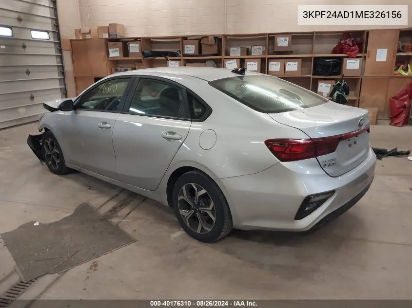 2021 Kia Forte Lxs VIN: 3KPF24AD1ME326156 Lot: 40176310