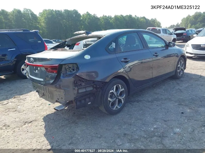 2021 Kia Forte Lxs VIN: 3KPF24AD1ME325122 Lot: 40177527