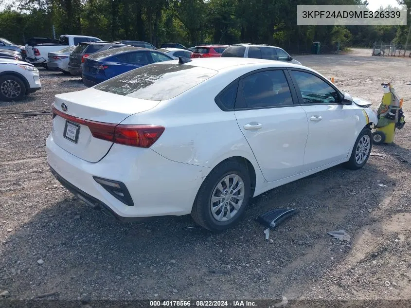 2021 Kia Forte Lxs VIN: 3KPF24AD9ME326339 Lot: 40178566