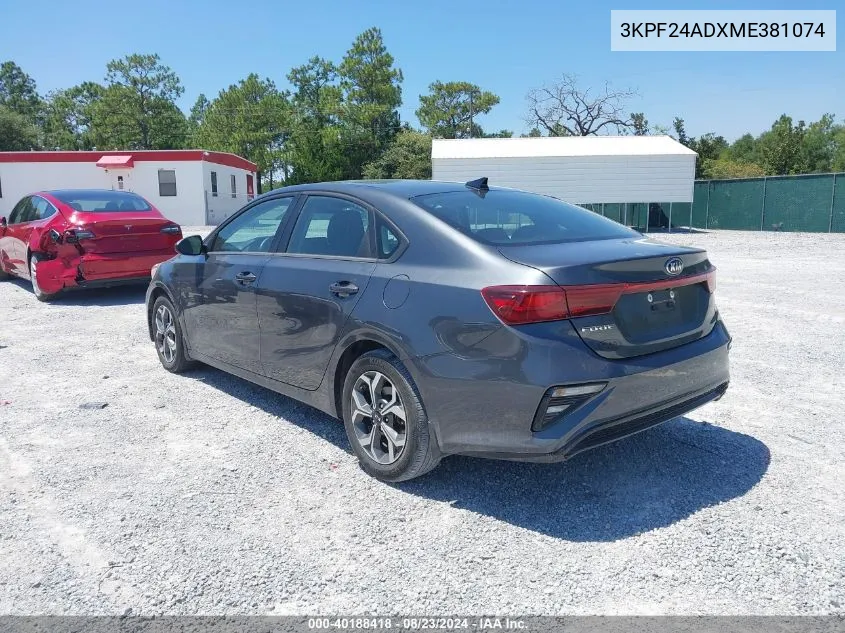 2021 Kia Forte Lxs VIN: 3KPF24ADXME381074 Lot: 40188418