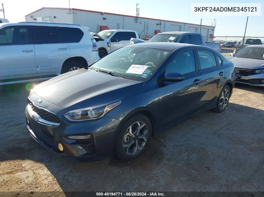 3KPF24AD0ME345121 2021 Kia Forte Lxs