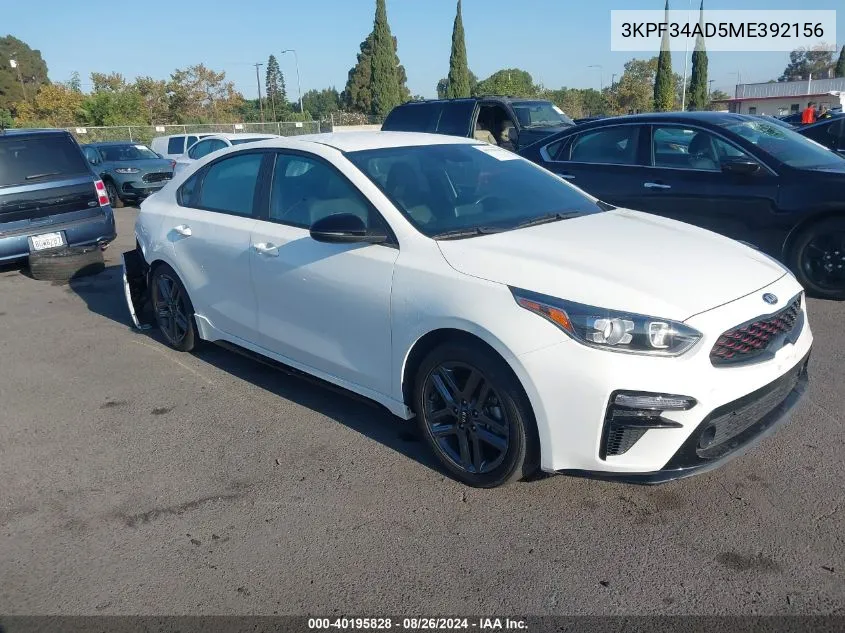 2021 Kia Forte Gt-Line VIN: 3KPF34AD5ME392156 Lot: 40195828